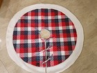 UGG Camper Plaid Tree Skirt Red/Grey Checkered Quilted Cotton & Sherpa Christmas