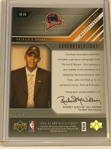 2006-07 Upper Deck Reflections Signature Patrick O'Bryant #SR-PO Rookie Auto - Picture 2 of 2