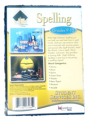 High Achiever Learning Series Spelling Grades 10-12 PC CD-ROM - Picture 2 of 2