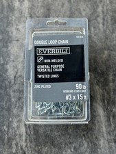 Everbilt 803072 Double Loop Chain 3 x 15 ft. 90 lb. Capacity, Zinc Plated NEW.