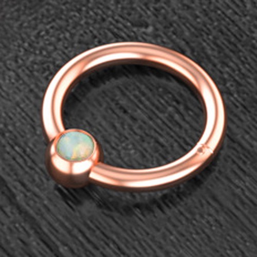 1-2PCS Opal Ball Nose Ring Hoop Captive Bead Rings Earrings Septum Clicker 16G - Picture 3 of 14