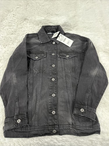 Zara Women’s XS Black Denim Distressed Jacket - Faded Black NWT!