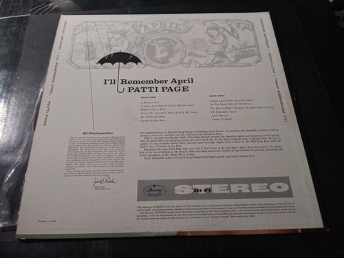Patti Page - I'll Remember April VG++ Original Stereo Mercury 60081 Record 1959 - Picture 2 of 4