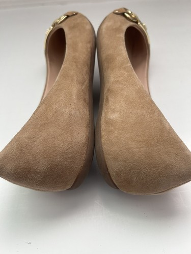 Kate Spade Phoebe Tan Beige Brown Suede Flat Ballet Slip On Shoe Metal Logo 6.5 - Picture 7 of 24