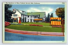 Postcard California Beverly Hills CA Mary Pickford Residence Mansion House 1940s