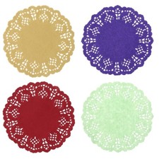 3.5inch Colored Flower Lace Round Paper Doilies Placemat Craft Doyleys Wedding