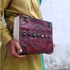 Handmade Extra Big Seven Stone Leather Journal Writing Notebook Large Sketch