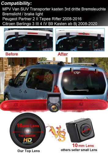 Cámara de respaldo HD para automóvil para furgoneta MPV SUV Transporter caja tercera tercera luz de freno - Imagen 2 de 9