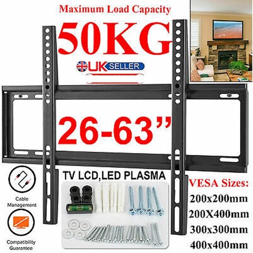 TV WALL MOUNT BRACKET SLIM FOR 26 30 32 40 42 50 63 INCH FLAT 3D LCD LED PLASMA - Picture 2 of 12