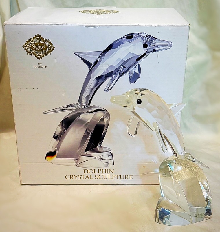 Shannon Crystal By Godinger Dolphin 6.5 By 6 Inches Mint In Box Stunning!