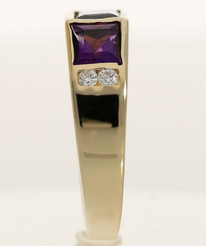 Diamond Chrome Tourmaline Amethyst Ring 3CTS 18K Yellow Gold Size 6.5 - Picture 5 of 8