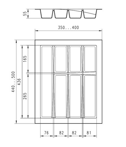 Design Besteckeinsatz BR 45 mit 7 Fächern für 45er Schubkasten, dunkelgrau  - Bild 5 von 5