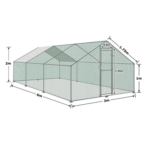Hühnerstall Hühnerhaus Hühnerkäfig Legenest Vogelkäfig Hühnervoliere Huhn 3x6x2m - Bild 2 von 12