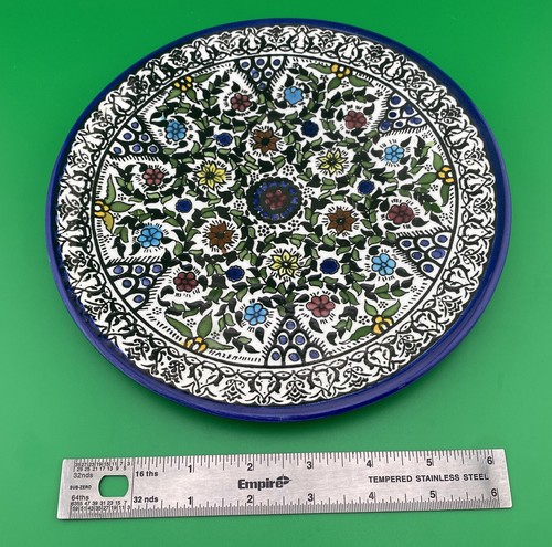 Turkish Plate 10.75" Floral Motif Ceramic Wall Plate Flowers Garden Decorative - Picture 4 of 5