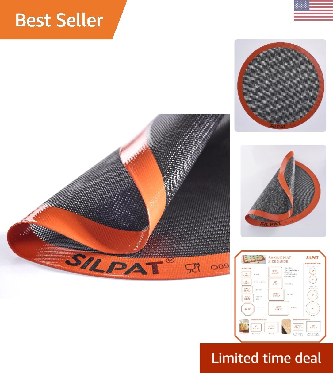 The Original Perfect Pizza Non-Stick Silicone Baking Mat, 16" Round