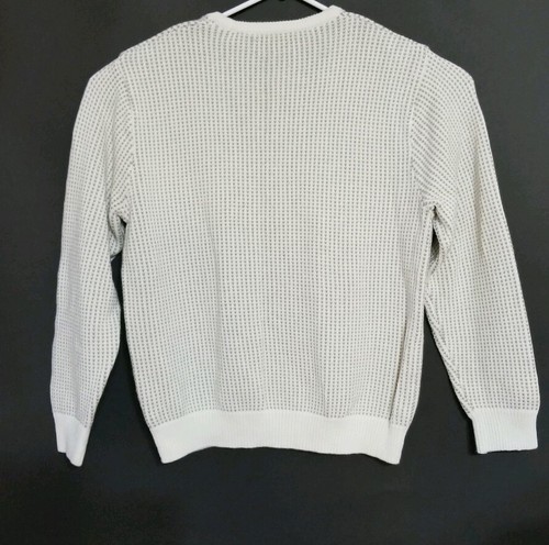 Chaps Herren Pullover Pulli Shirt weiß Gr. L Baumwolle grau gesprenkelt Muster  - Bild 2 von 10