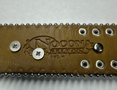Nocona Belt N4427644 Crystal Horse Brown Leather Buckle Belt, Size 26 NO BUCKLE! - Picture 9 of 12