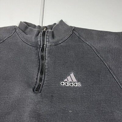 Vintage 90s Adidas Faded Quarter Zip Sweatshirt Black L | eBay