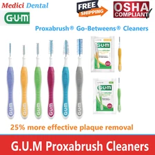 GUM Proxabrush Go-Betweens Cleaner Angled Interdental Brushes Plaque Floss All
