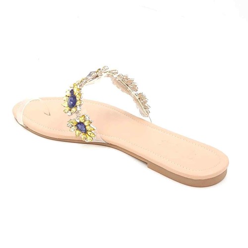 Vigo Fiore Women Embellished Slide Sandals Aurora Size US 8.5 Yellow Rhinestones - Picture 3 of 5