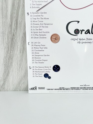 Coraline 15th Anniversary Edition Blue Button Vinyl 2LP Soundtrack Mondo - Picture 11 of 11
