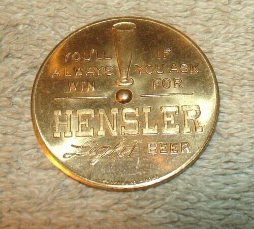 Hensler Bier Vintage Werbung Spin Medaille (um zu sehen, wer bezahlt) - Newark NJ