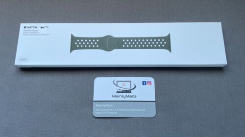 Genuine Apple Watch Strap Sport Band - Cargo Khaki / Black Nike - For 42/44/45mm - Picture 1 of 7