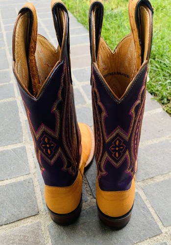 Einzigartige Justin Damen Westernstiefel Größe 6 weizenfarben/lila neu mit Etikett - Bild 7 von 10