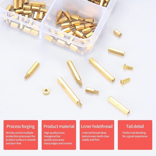330 piezas M2 macho hembra separador hexagonal separador tornillos placa base PCB latón kit... - Imagen 6 de 8