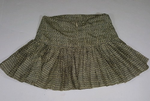 Laurence Dolige Skirt Sz 1 Tan and Black Chevron Cotton Silk Paris - Picture 3 of 7