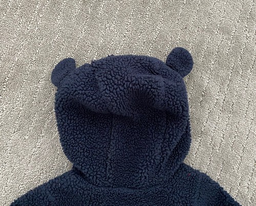 Baby Gap Hooded Navy Sherpa Jacket Fleece Bear Ears Unisex 12-18m Boy Girl - Imagen 5 de 6