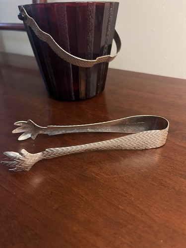 ROYAL RUBY ANCHOR HOCKING DEPRESSION ICE BUCKET PLUS TONGS - Picture 5 of 8