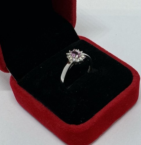 18 ct White Gold with Pink Sapphire and Diamond Women's Ring (RRP $2499) - Picture 9 of 12