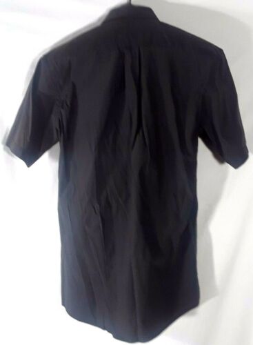 Adolfo Mens M 15/15.5 Short Sleeve Button Front Shirt Black H1 - Picture 3 of 3