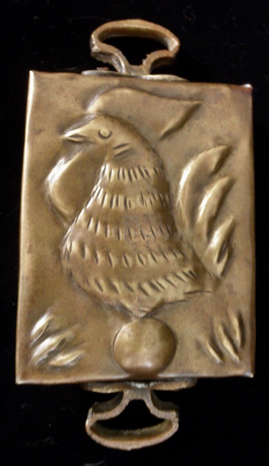 antique brass/copper rooster butter mold