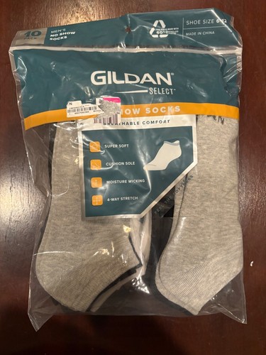 Gildan Mens No Show Shoe Size 6-12 (10-pack)
