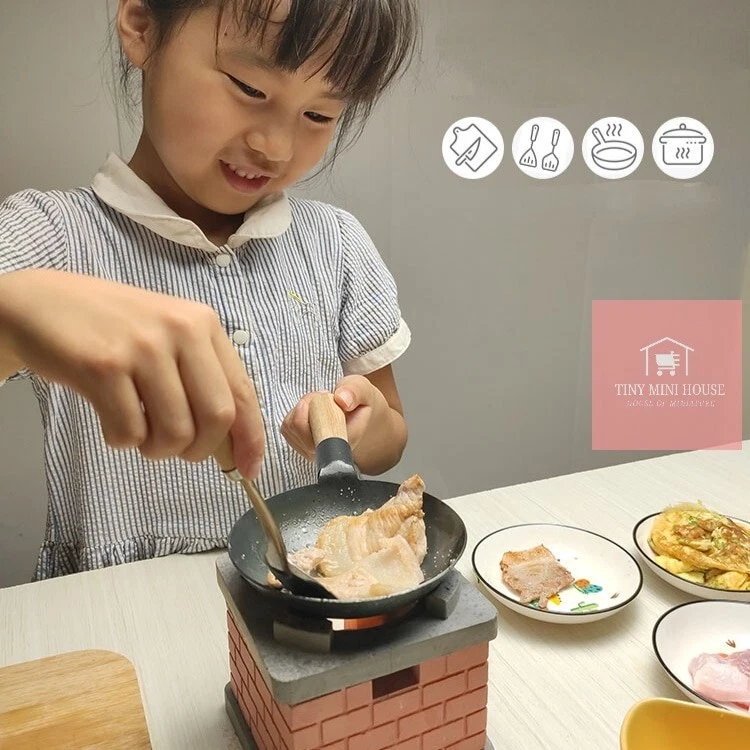 Real Working Miniature Cooking Kitchen Set Can Cook Real Mini Food Gift For  Kids