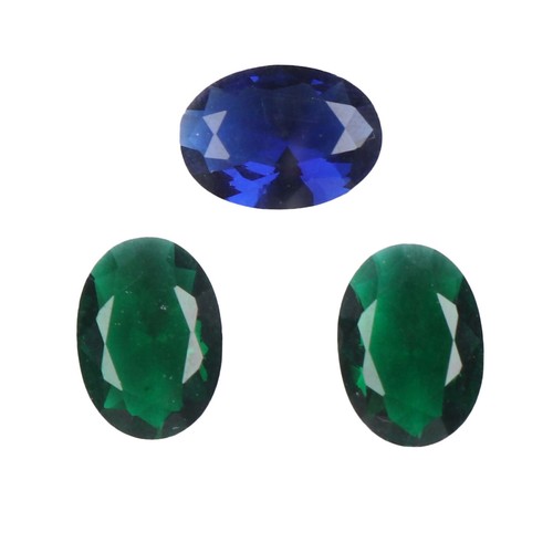 12 Ct./3 Pcs Oval Cut Green Emerald & Blue Sapphire Loose Gemstones Lot -2 - Picture 5 of 5