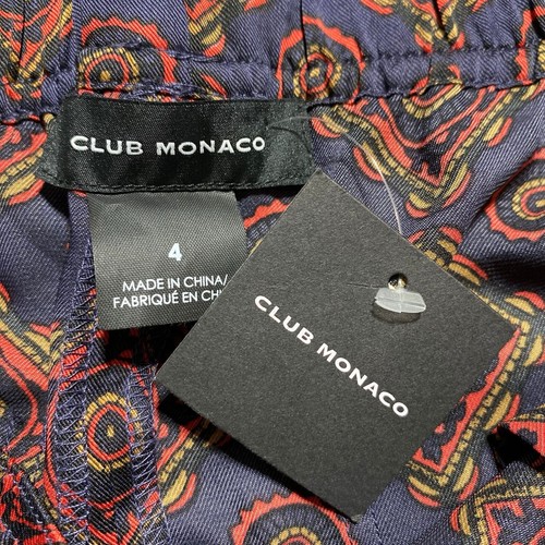 Club Monaco Women's Printed Twill Pull on Pants Size 4 Navy Blue Coral Black - Picture 10 of 13