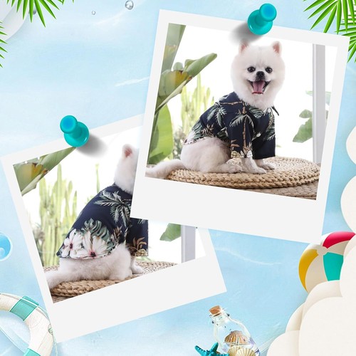 Camisa para perro estilo hawaiano mascotas estampada ropa polo transpirable para cachorro X2002 - Imagen 23 de 42