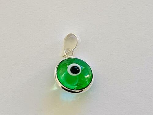 925 Sterling Silver Evil Eye Greek Mati Turkish Nazar Pendant Charm Double Side - Picture 6 of 13