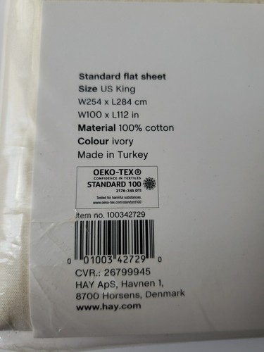 Sábana plana estándar de heno nueva con etiquetas US King 100 % algodón hecha en Turquía marfil - Imagen 5 de 8