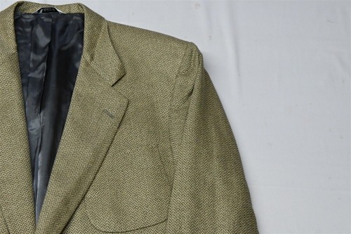 Vtg Aquascutum 46L Gold Herringbone Tweed Wool Mens Blazer Sport Coat Jacket - Picture 2 of 12