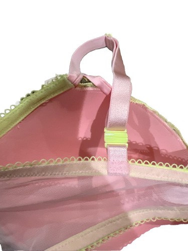 Victoria's Secret Sexy Tease Push-up Colorblock Lace Pink Yellow Convertible Bra - Picture 9 of 16