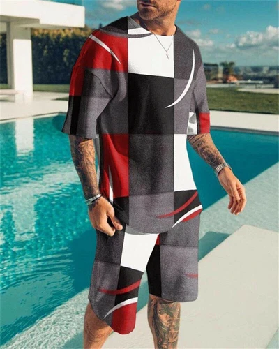 Hot Herren Sommer Outfit 2-Piece Satz Trainingsanzug Kurzarm-T-Shirts Und Shorts - Bild 7 von 24