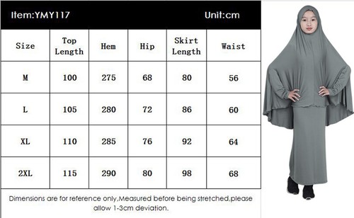 Muslim Child Girls Overhead Khimar Abaya Islamic Robe Burqa Skirt Dress Set - Picture 15 of 27