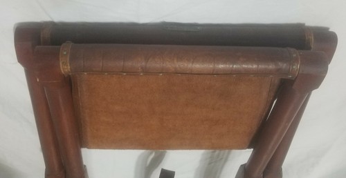 Vtg Baker Furniture Milling Road collection Leather folding bench chair MCM - Picture 9 of 12