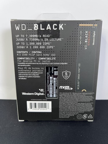 Western Digital WD Black SN850X 2TB GEN 4 SSD Game Drive Brand New WDBB960020BNC - Photo 2/2