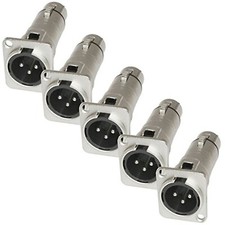 5 Pack: XLR Male to XLR Female Pass Through Panel Mount Jack 5 pack