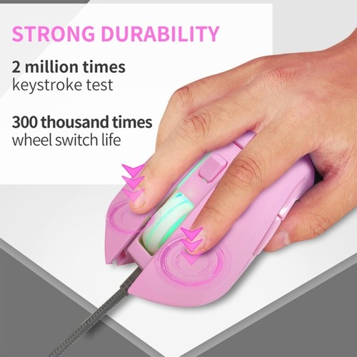 Pink Rabbit USB C LED Mouse 2400DPI Type C Wired Mouse for MacBook Laptop Tablet - Picture 7 of 12